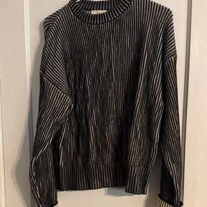 Elan Black and White Striped Sweater